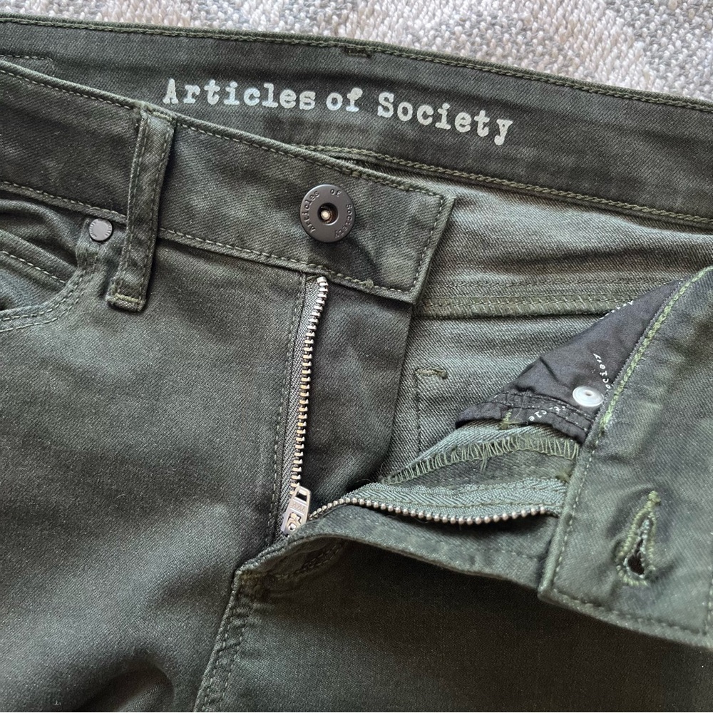 ARTICLES OF SOCIETY Mid-Rise Super Soft Ankle Skinny Green Denim Jeans 26 NWT - Picture 8 of 12